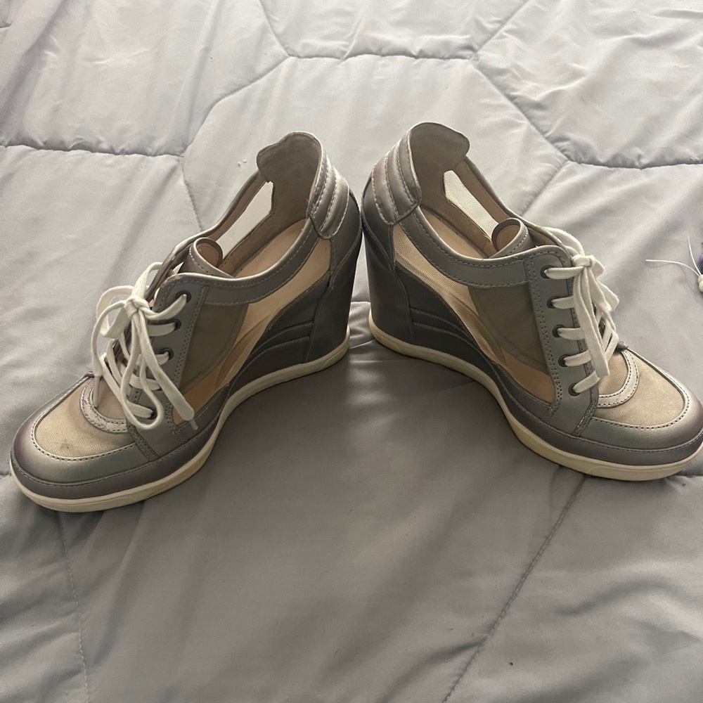 Carlton silver  Luxury Rebel mesh fashion sneakers - size 38